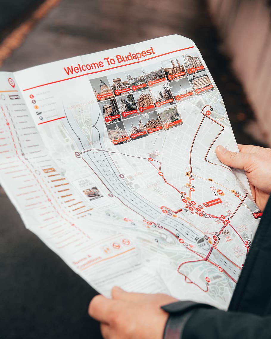 Budapest map, human hand, human body part, high angle view, one person HD wallpaper