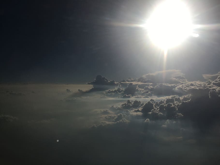 clouds, sun, sky, flight, beauty in nature, cloud - sky, scenics - nature HD wallpaper