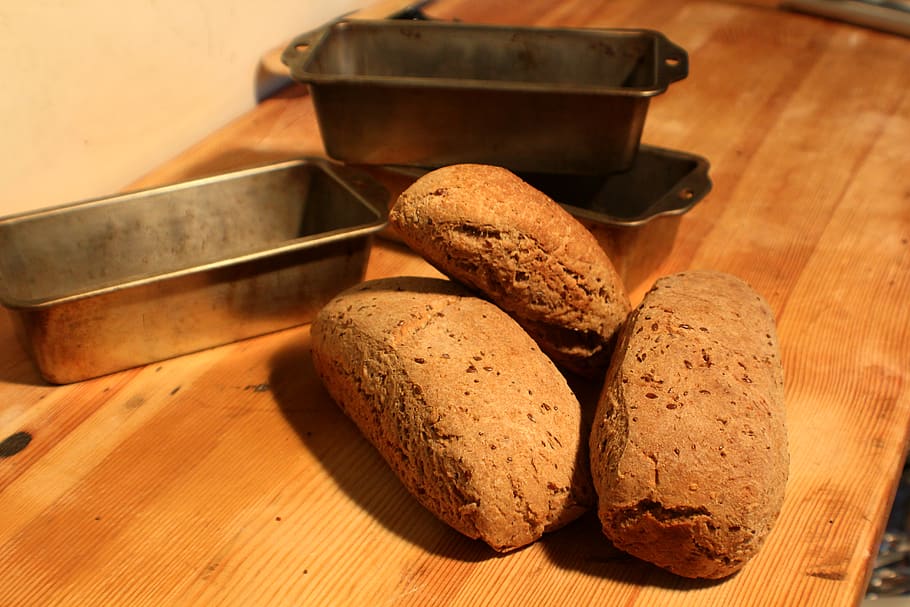 bread, loaf, pans, hot, food, grains, seeds, wheat, healthy