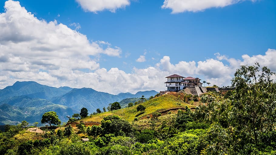 nature, panoramic, mountain, sky, landscape, hill, travel, tree HD wallpaper