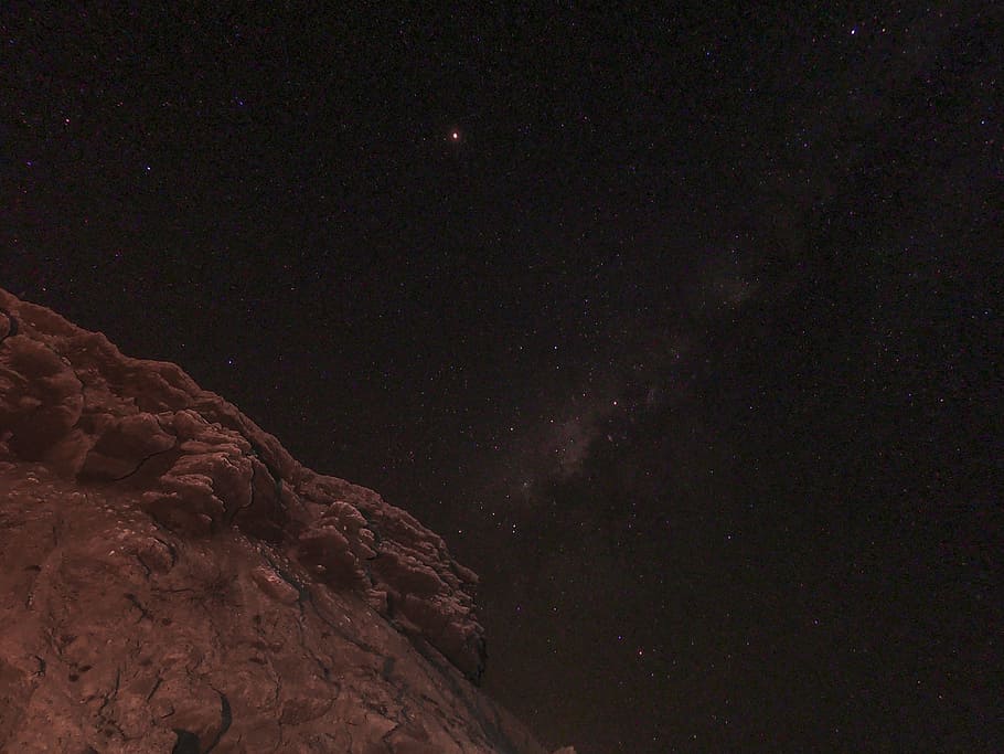 star, rock, cliff, sky, astrophotography, nature, dark, night HD wallpaper