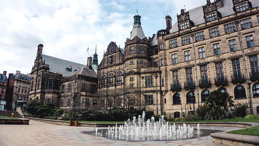 sheffield, united kingdom, design, art, fountain, architecture, HD wallpaper