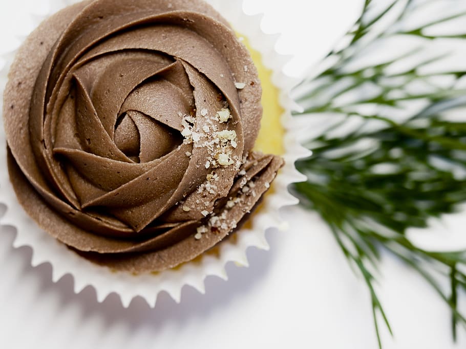 Cupcake With Chocolate Icing, baking, birthday, chocolate cake HD wallpaper