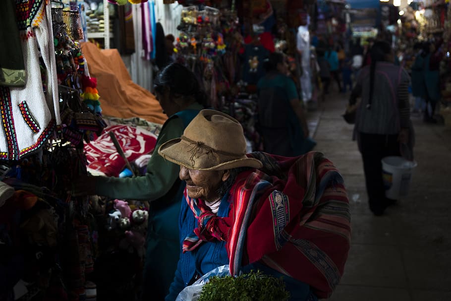 man wearing cowboy hat, real people, market, men, retail, adult HD wallpaper