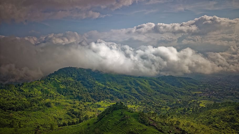 Bird's Eye View Photography of Mountain, cloud, drone view, landscape HD wallpaper