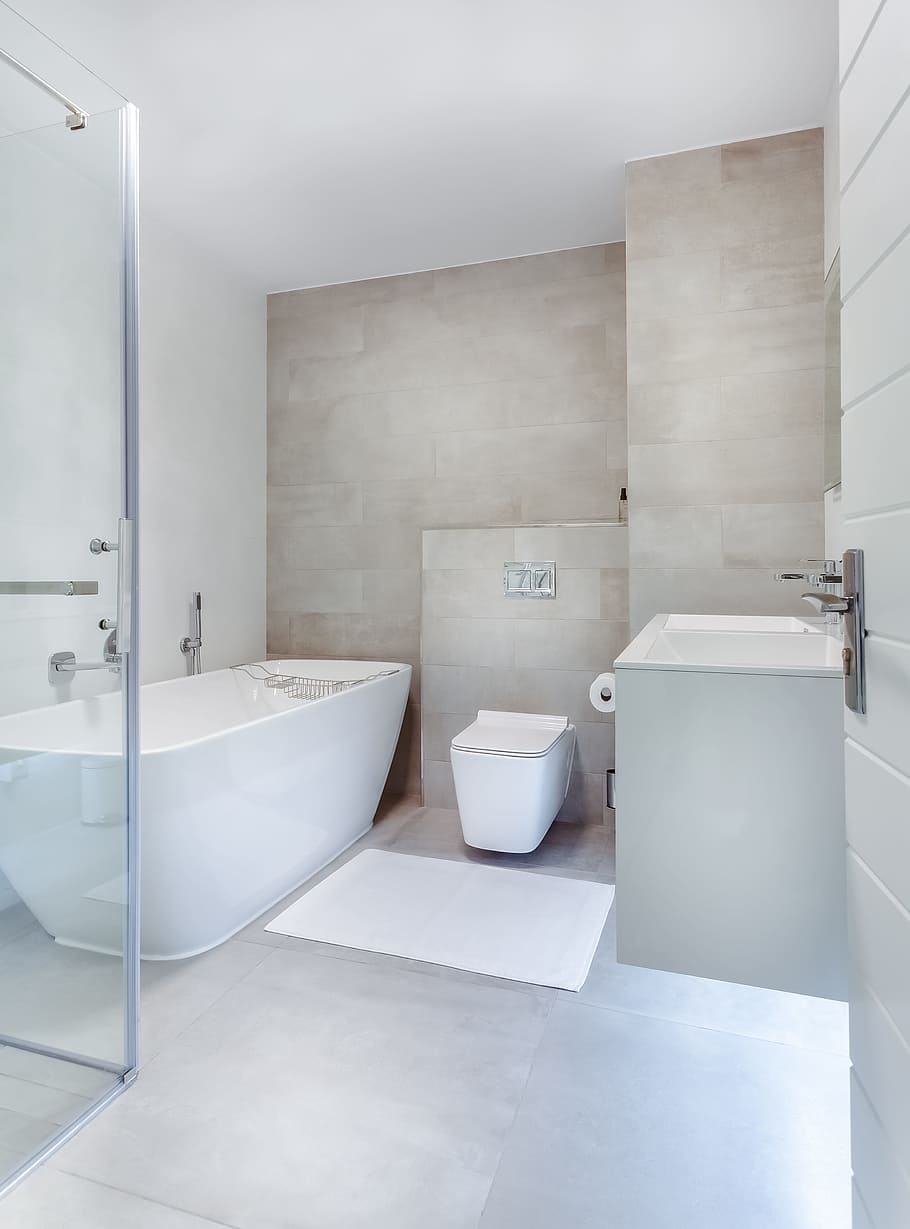 Bathroom Interior, apartment, bathtub, clean, contemporary, design, HD wallpaper