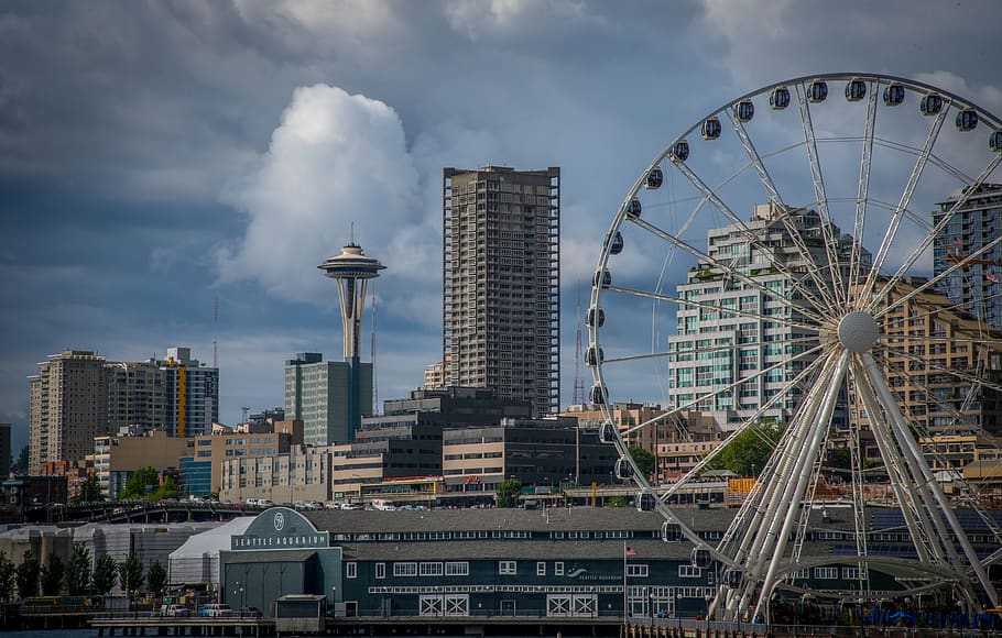 white ferris wheel, architecture, built structure, building exterior HD wallpaper