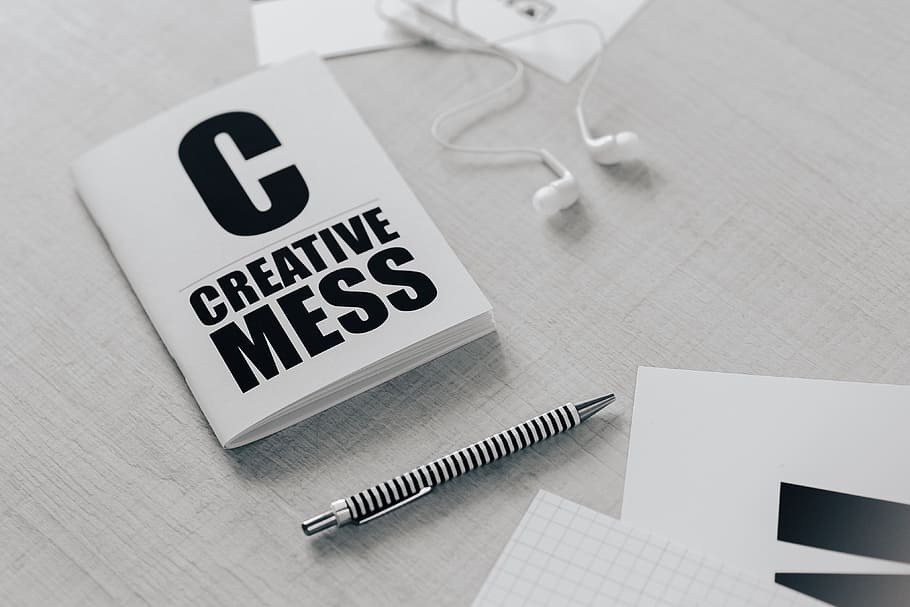 Top view of black and white typography sentences, desk, quotes HD wallpaper