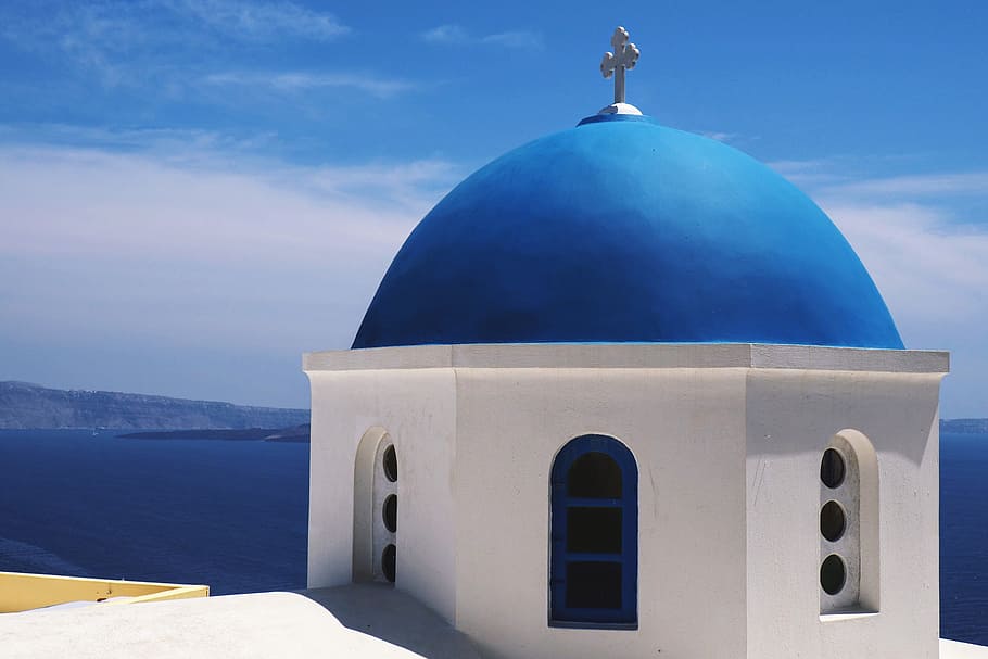 Santorini, Greece, architecture, greek, belief, religion, sky HD wallpaper