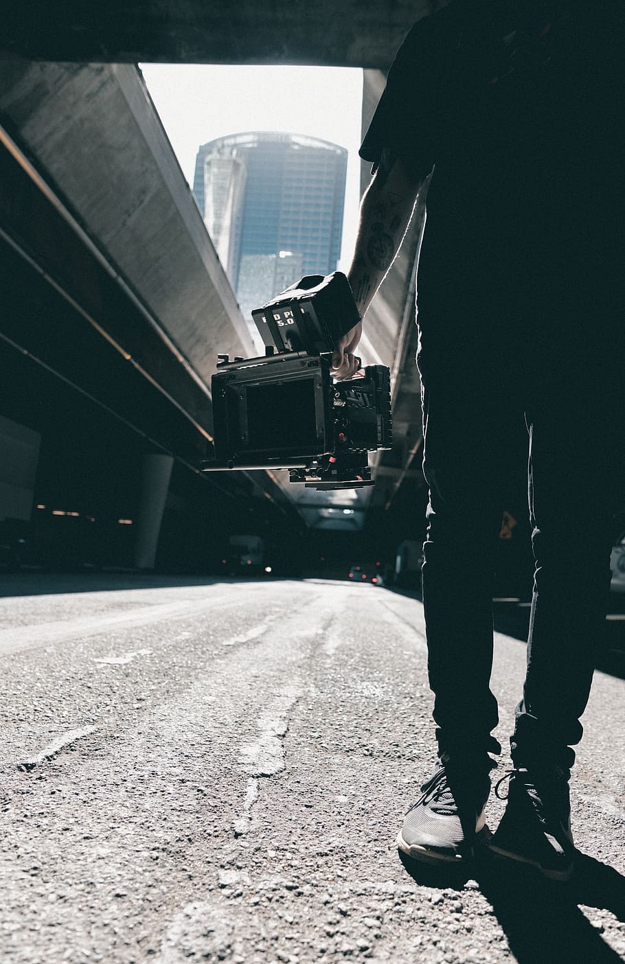 people, man, shadow, guy, camera, video, record, shoes, camera man HD wallpaper