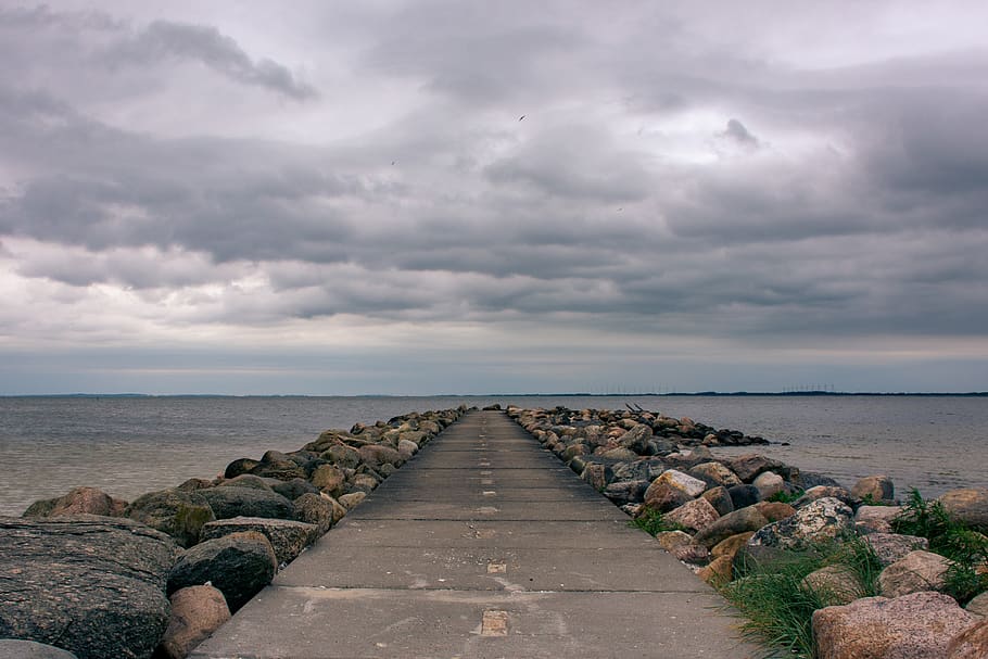 sea, beach, water, clouds, seascape, horizon, sky, cloud - sky HD wallpaper