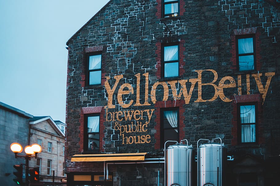 Yellow Beuy building, building exterior, text, built structure HD wallpaper