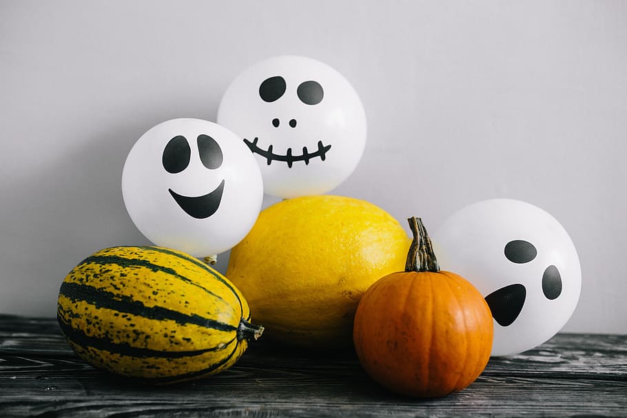 Pumpkins & Halloween, vegetables, autumn, fall, funny, ghosts HD wallpaper