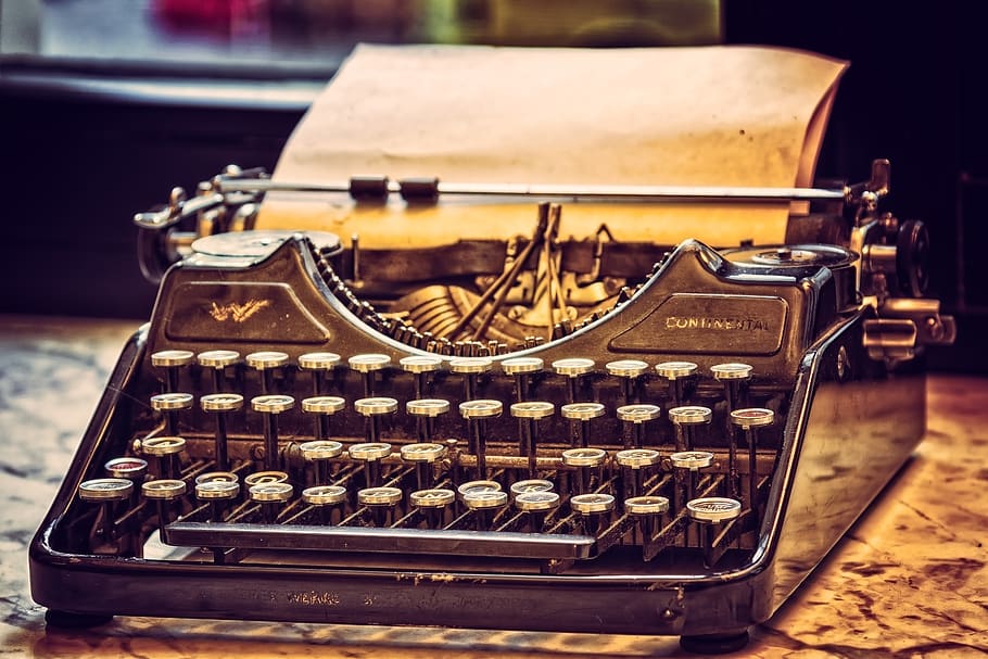 typewriter, tap, office, nostalgia, antique, mechanically, letters, HD wallpaper