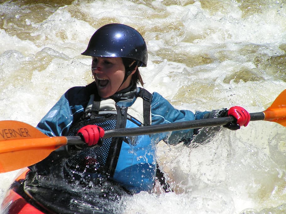 sport, kayak, boat, water, activity, thrill, river, stream, HD wallpaper