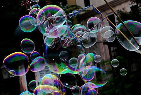 soap bubbles, blow, fun, play, children, flying, childhood HD wallpaper