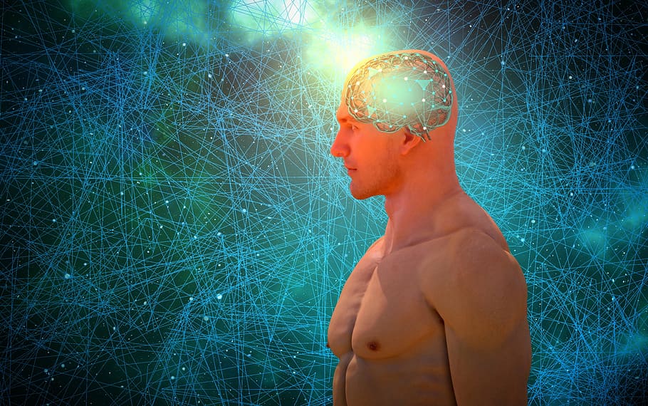 Artificial Intelligence - Concept, background, blue, brain, brainstorm
