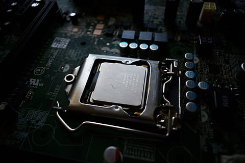 motherboard, cpu, i5, intel, capacitor, tech, technology, chips HD wallpaper