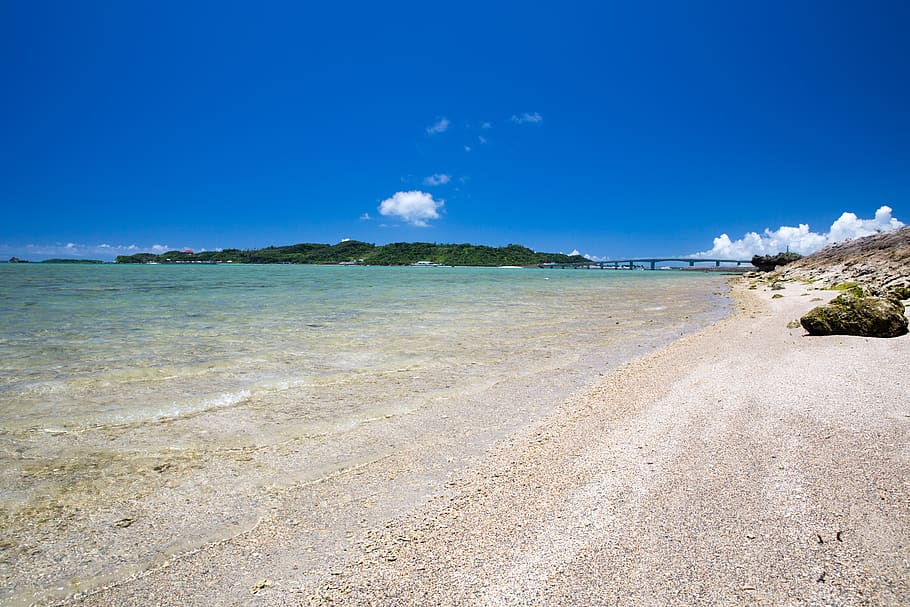 sky, sea, water, land, beach, blue, scenics - nature, beauty in nature HD wallpaper