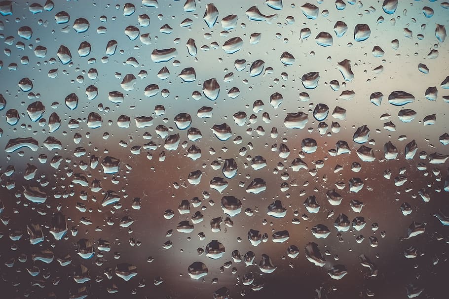 Dew Drops on Glass, aqua, blur, bubble, clean, clear, close-up HD wallpaper