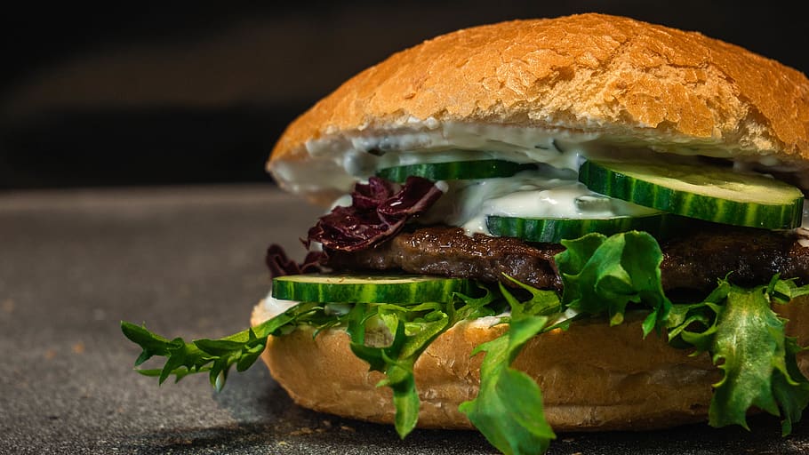 cucumbers and cream hamburger, food, seasoning, produce, vegetable HD wallpaper