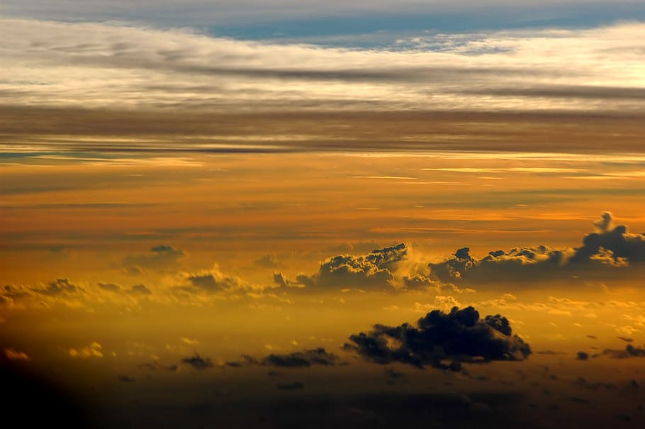 maldives, clouds, sunset, blue, sky, aerial, dramatic, gradient HD wallpaper