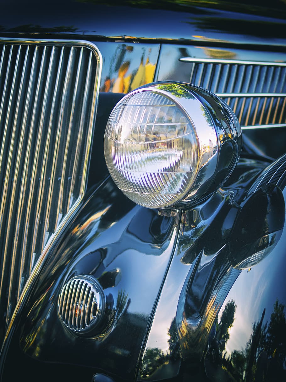 car, vintage, headlight, auto, vintage car, land vehicle, metal HD wallpaper