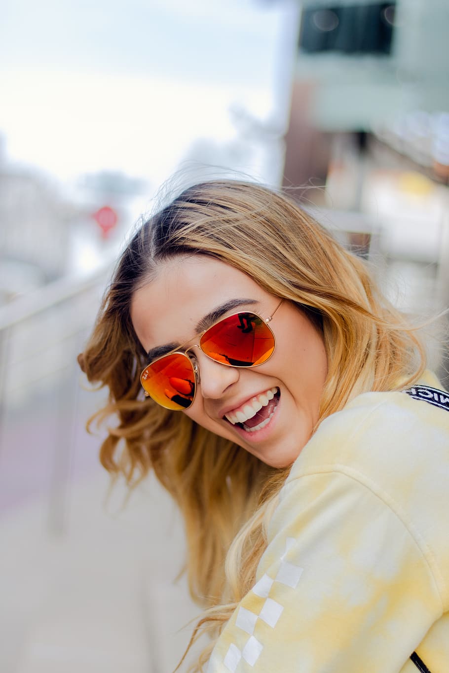 woman smiling, accessory, accessories, sunglasses, human, person HD wallpaper