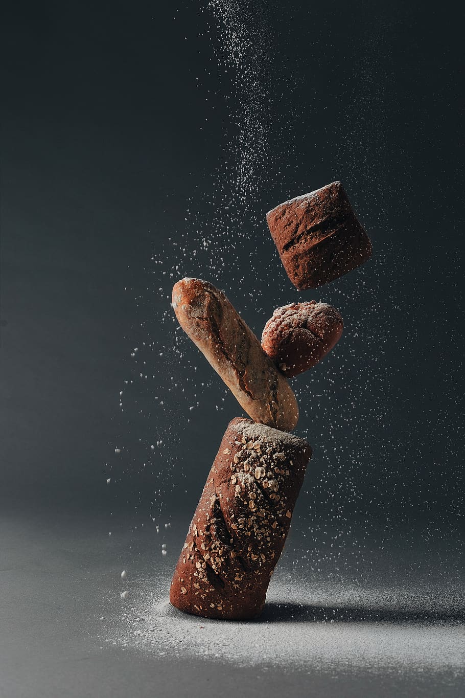 breads and powder, indoors, studio shot, food and drink, still life HD wallpaper