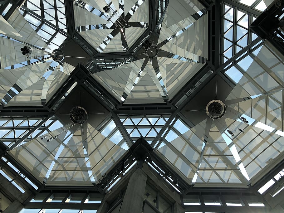 ceiling, glass, shape, pattern, art, gallery, ottawa, low angle view HD wallpaper