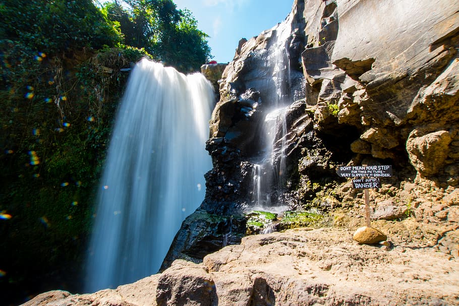 waterfall, cliff, fantasy, magical, rock, scenics - nature HD wallpaper