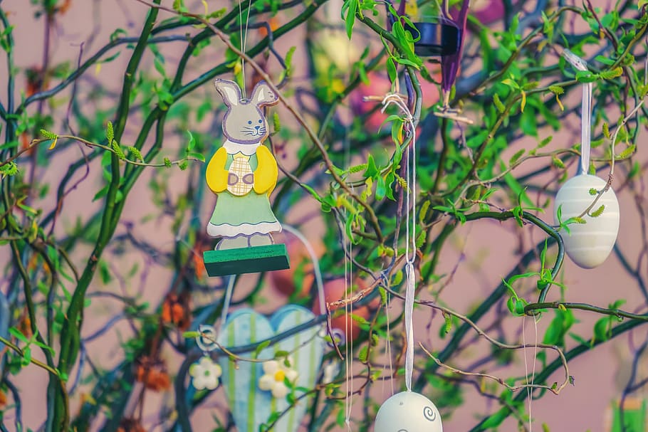 easter tree, branch, egg, easter bunny, symbol, christen, decoration HD wallpaper
