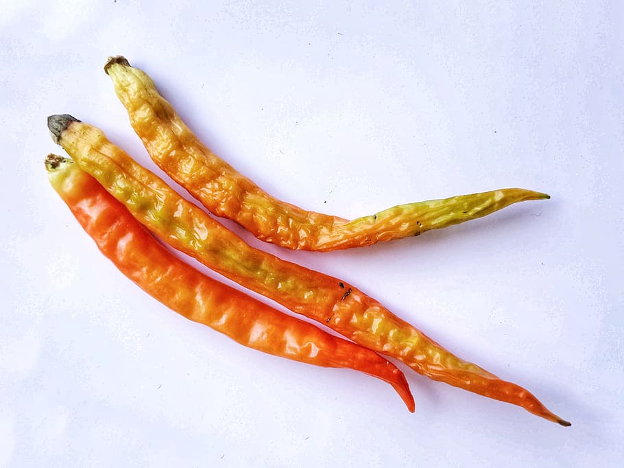 Group of ripening peppers isolated on white background, bunch HD wallpaper