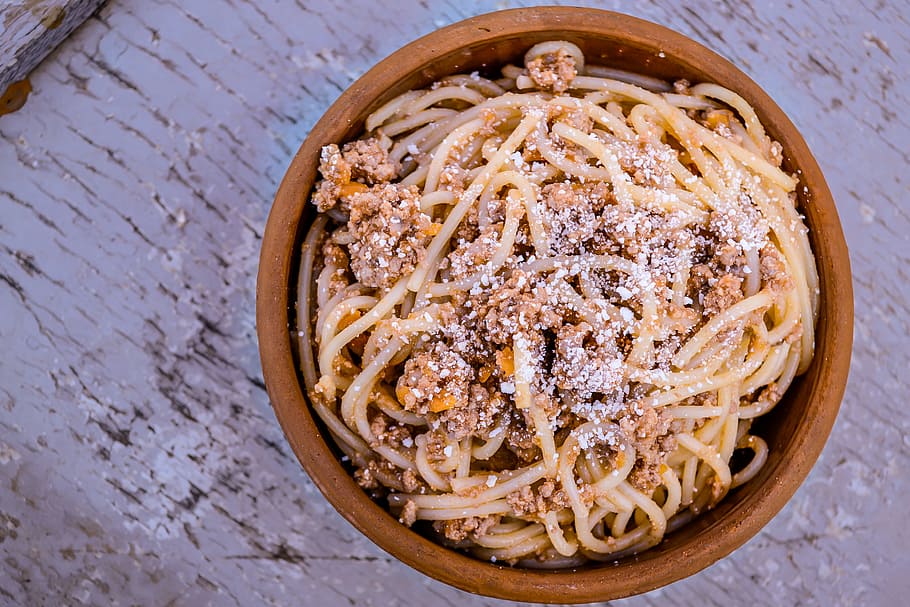 spaghetti, bolognese, food, rustic, mince, meat, sauce, italian, HD wallpaper