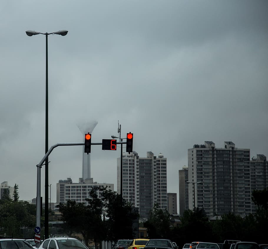 iran, tehran, shahrak-e gharb, cloudy, tower, urban, street, HD wallpaper