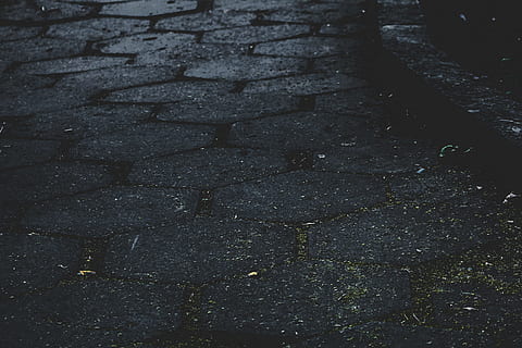 concrete pavement, stone, ground, dark, black, street, cobblestone HD wallpaper