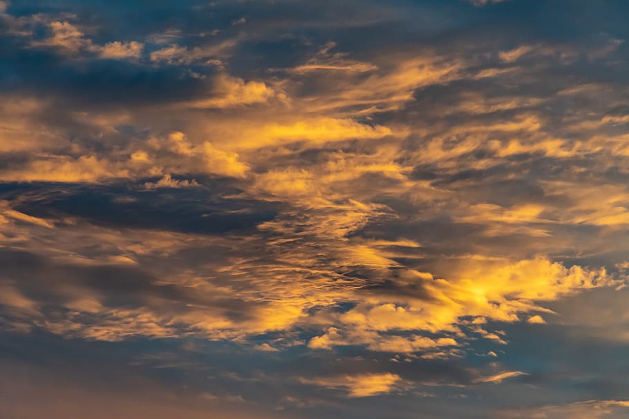 Grey Cloudy Sky during Sunset, atmosphere, cloudiness, clouds HD wallpaper