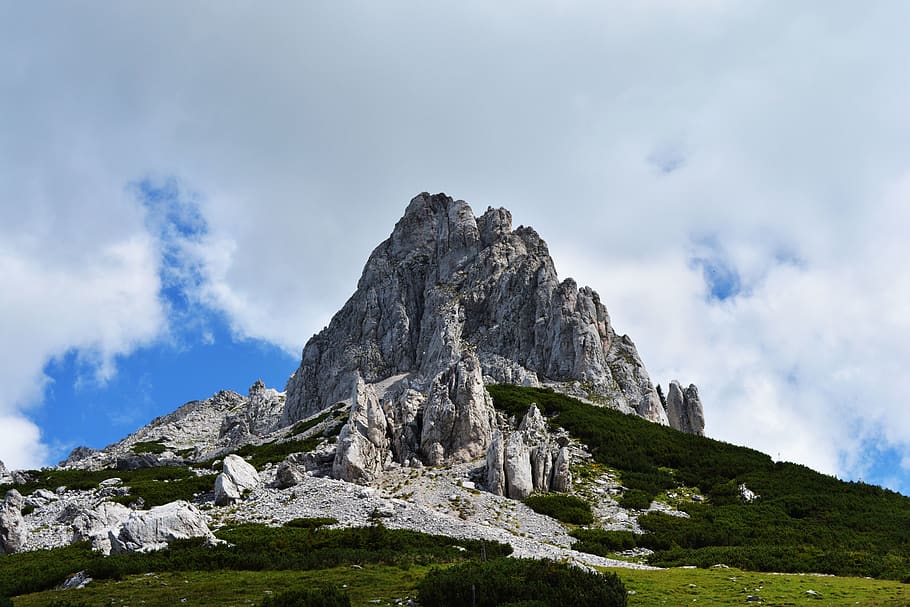 white mountain across clouds, nature, outdoors, mountain range HD wallpaper