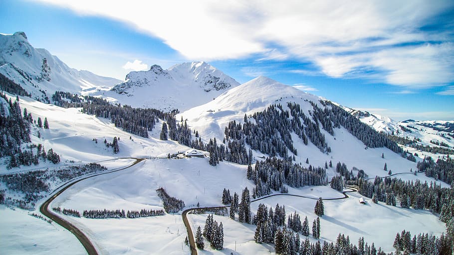 snow covered mountains, winter, cold temperature, sky, scenics - nature HD wallpaper