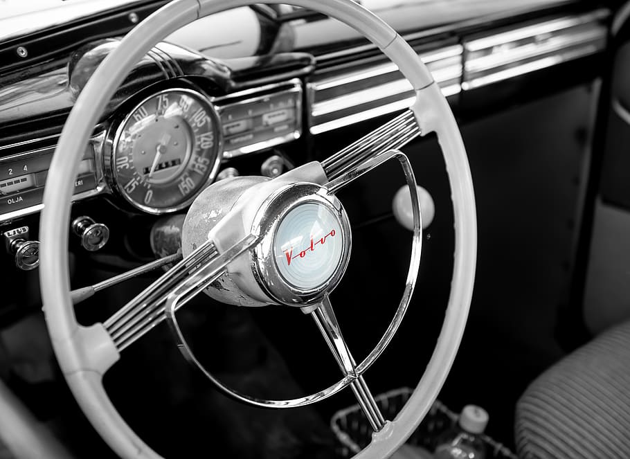 steering wheel, PV444, Volvo pv444, vehicle, transportation, HD wallpaper