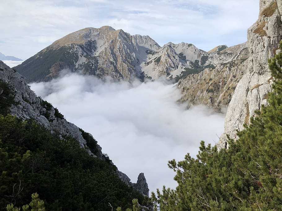 fog, mountains, landscape, sky, clouds, valley, panorama, scenics - nature HD wallpaper