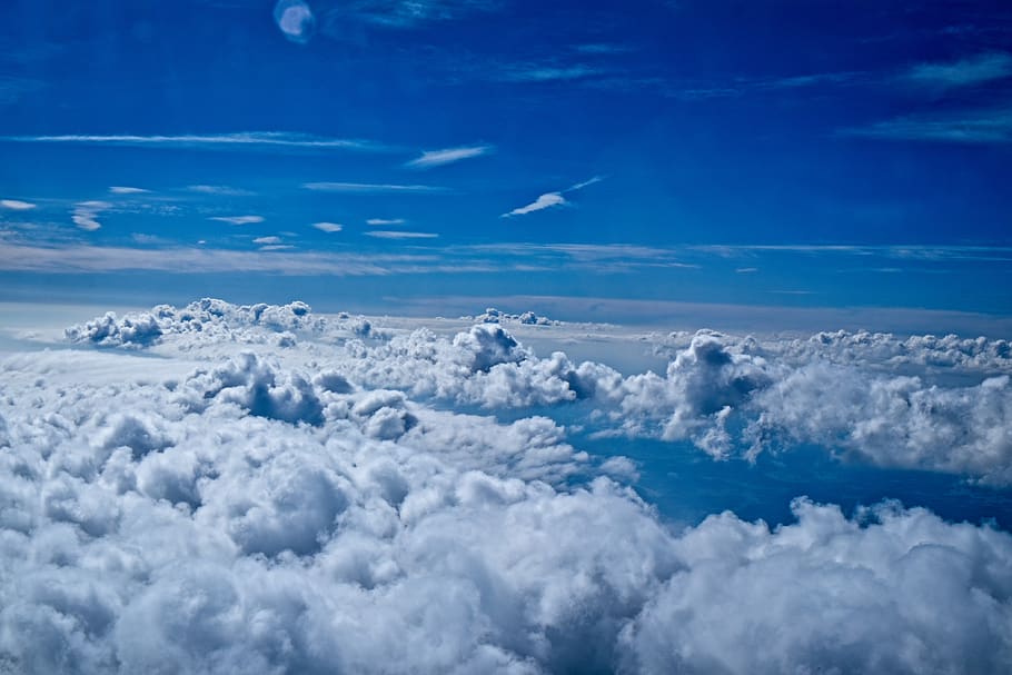 sky, cloud, blue, cloudy, light, view, horizon, dramatic, high HD wallpaper