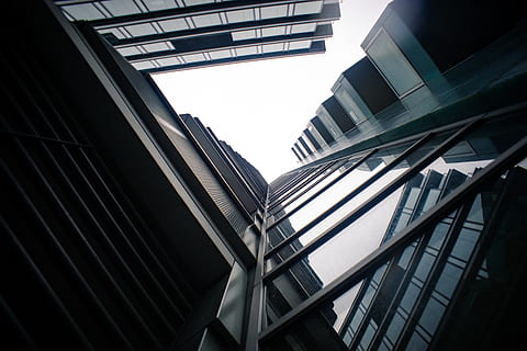 gray building with glass windows, architecture, skylight, staircase HD wallpaper
