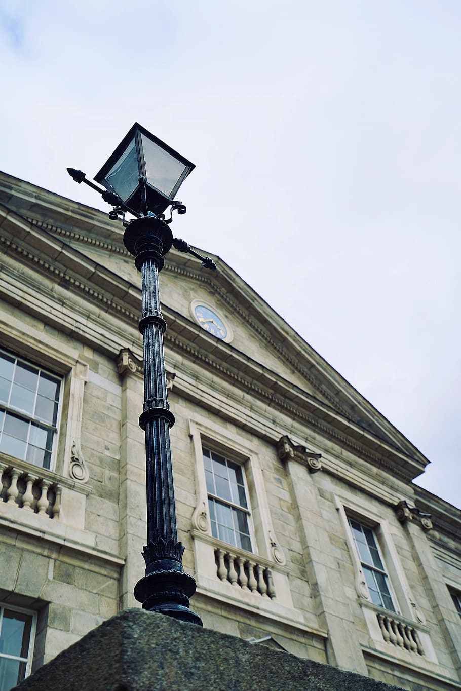 lamp post, clock tower, architecture, building, lampshade, railing HD wallpaper