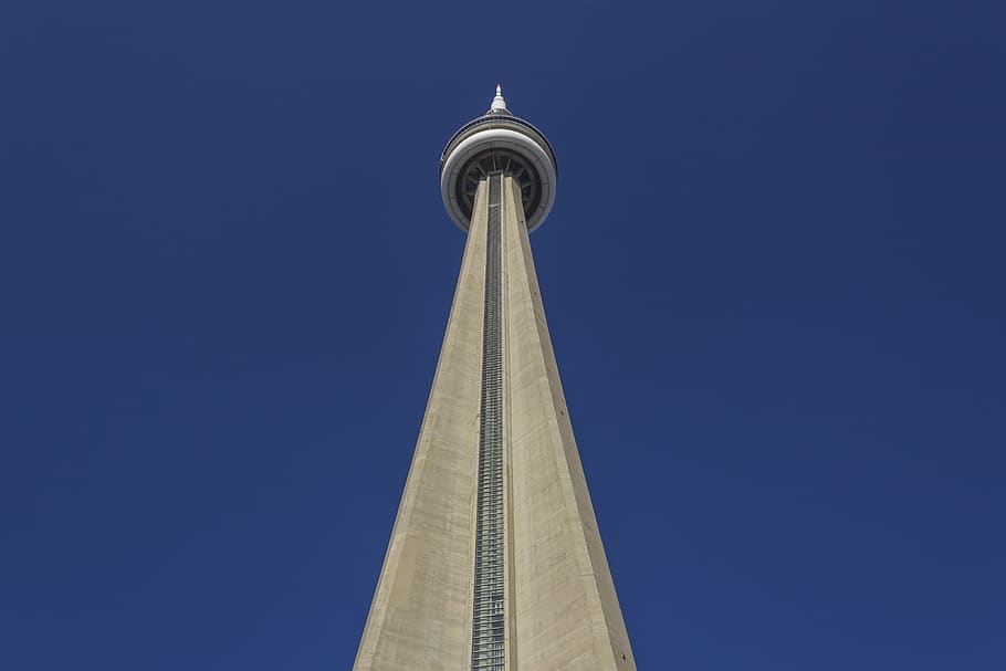 canada, toronto, cn tower, skyscraper, building, perspective HD wallpaper