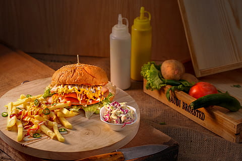 Hamburger and Potato Fries, bread, broasted, cheese, condiments HD wallpaper