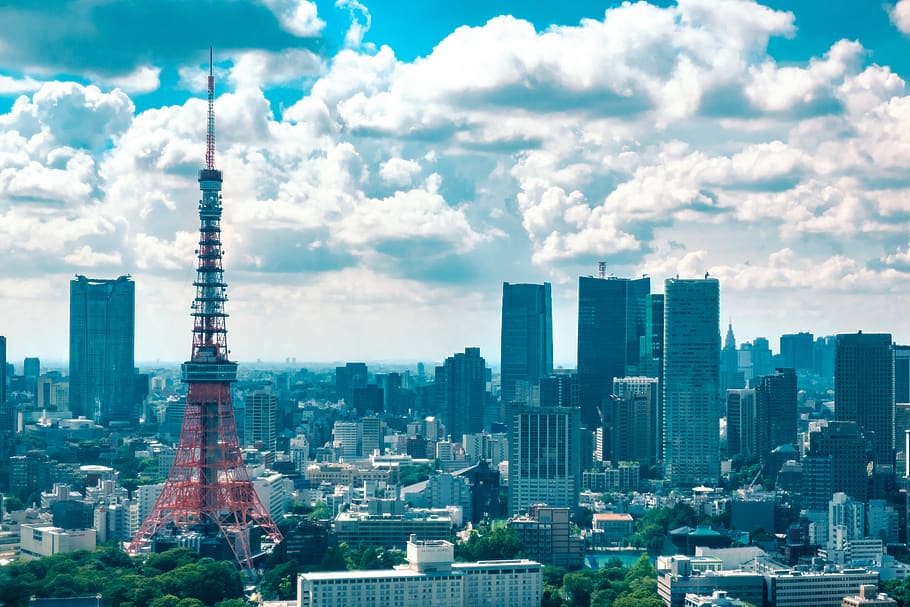 day, cloud, horizon, sky, summer, japan, tokyo, city, landscape, HD wallpaper