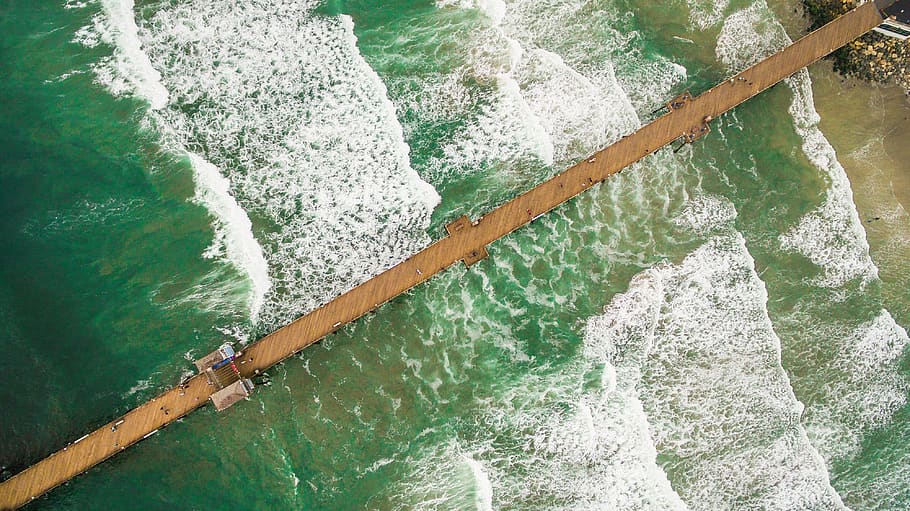 sea, ocean, water, waves, nature, pier, bridge, travel, outdoor HD wallpaper