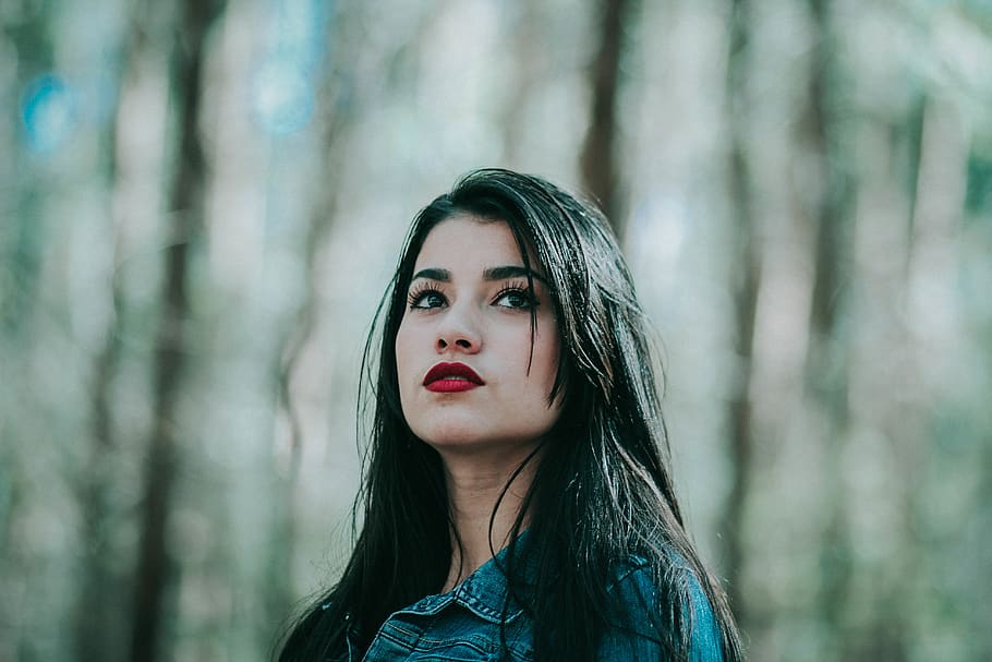 tree, lipstick, makeup, nature, life, style, look, forest, girl HD wallpaper