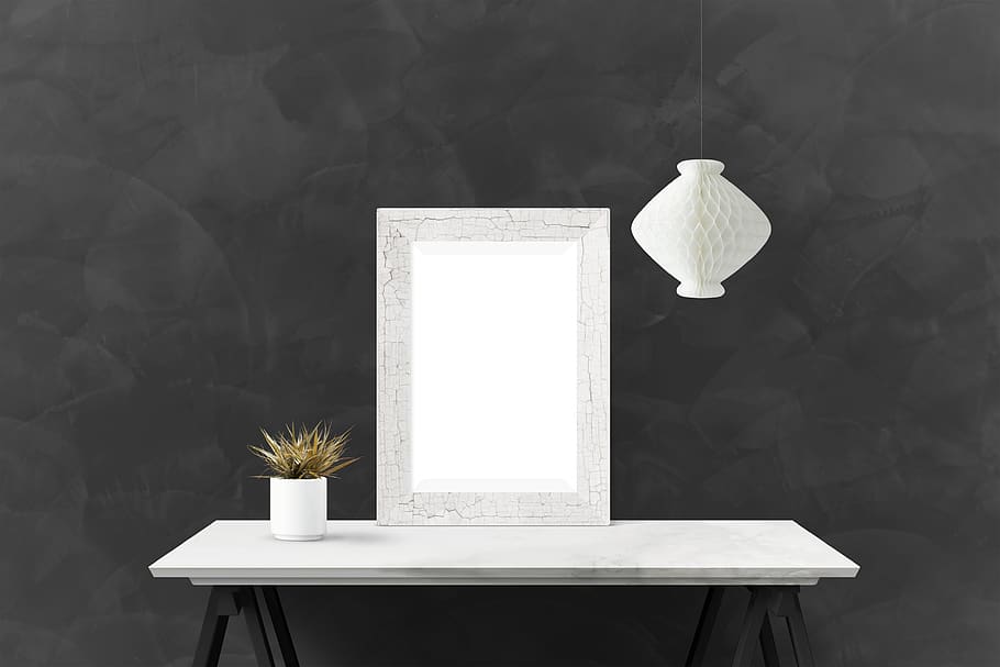 poster, frame, wall, desk, plant, no people, nature, table HD wallpaper